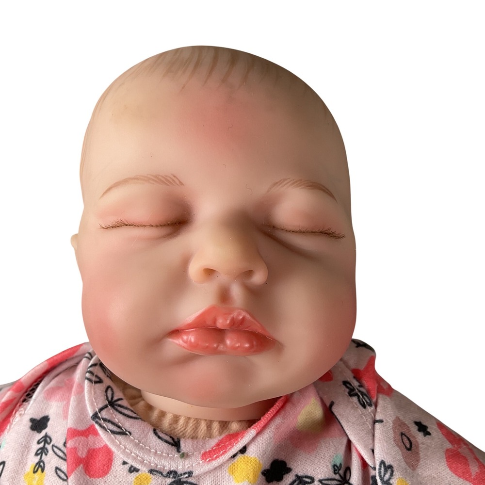Baby Doll with Pink Floral Outfit - Realistic Sleeping Face
